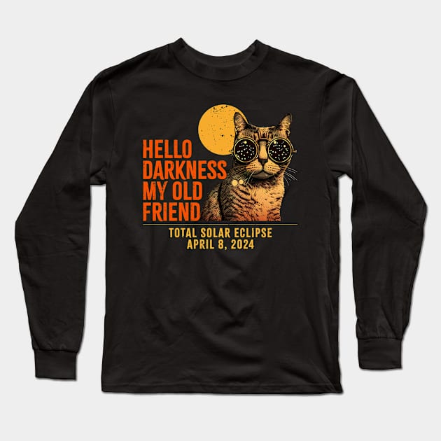 Cat Glasses ~ Hello Darkness My Old Friend Long Sleeve T-Shirt by Duhkan Painting